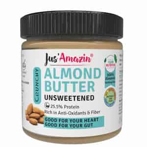 Jus Amazin Crunchy Almond Butter Unsweetened (200g) 25.5% Protein Vegan