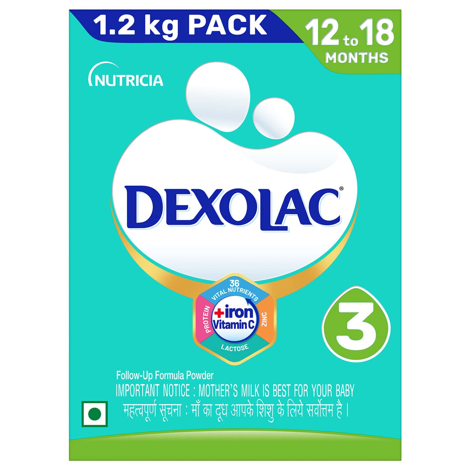 Dexolac 3 | Folow Up Formula | 12 To 18 Month | Powder | Box 1.2 Kg