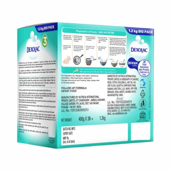 Dexolac Folow Up Formula Milk Powder For Babies - Stage 3 (12-18 Months) - 1.2 Kg