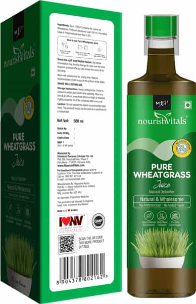 Nourishvitals Pure Wheatgrass Juice | 500Ml (Pack Of 2)