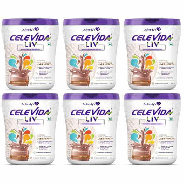 Celevida Liv | Nutrition Drink For Liver Health | Chocolate Flavour- 400G X Pack Of 6