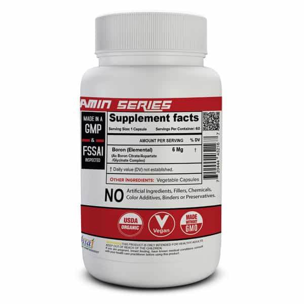 Nutrija Boron 6Mg As Boron Citrate/Aspartate/Glycine Complex In Each Serving - 120 Capsules