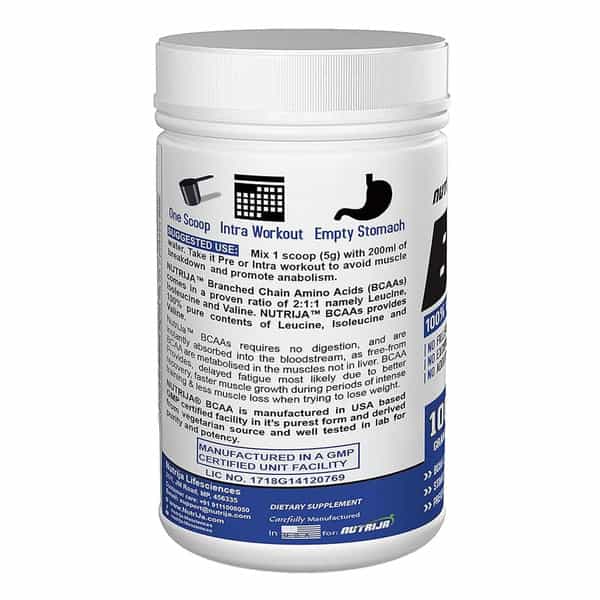 Nutrija Bcaa -100% Fermentated & Vegan - Zero Carb | No Fillers - 1 Kg (250 X 4) Unflavored