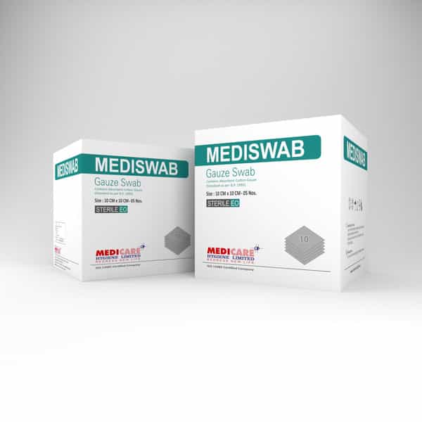 Medica Mediswab Sterile Gauze Swab 10Cm X 10Cm X 8Ply - Soft | Absorbent Wound Dressing - 5 Pcs