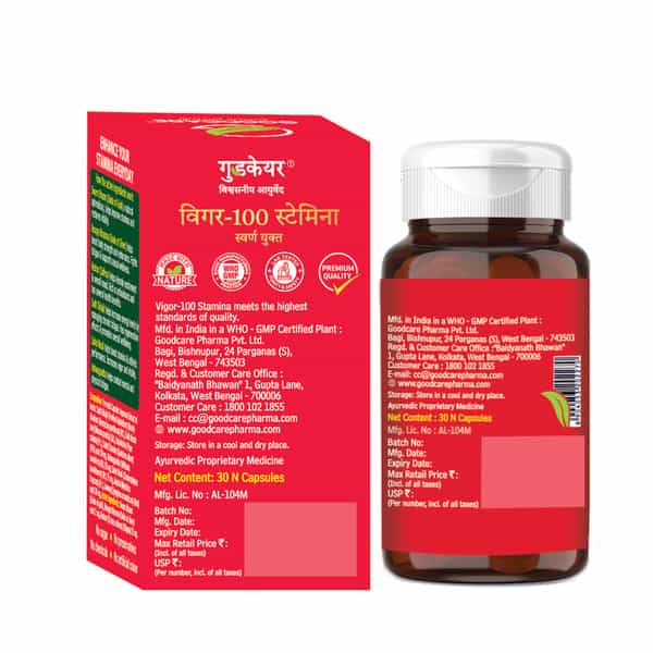 Goodcare Vigor 100 | Stamina Support | 30 Caps | 500 Mg | Boost Energy & Endurance