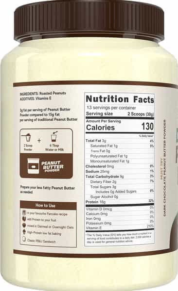 Alpino Natural Peanut Butter Powder 400 G | Unsweetened | Made With 100% Roasted Peanuts
