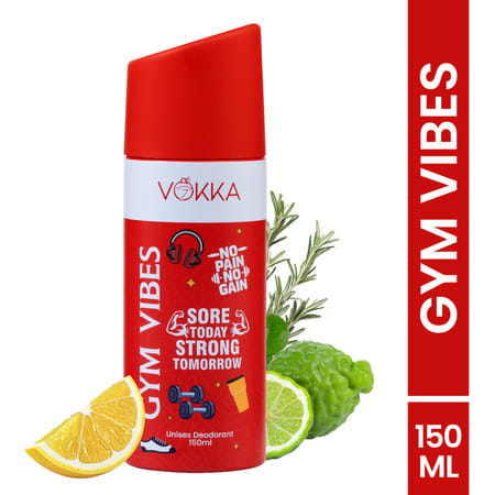Vokka Gym Vibes Deodorant Body Spray For Men & Women 150ml | Daily Use Unisex Long Lasting Deo