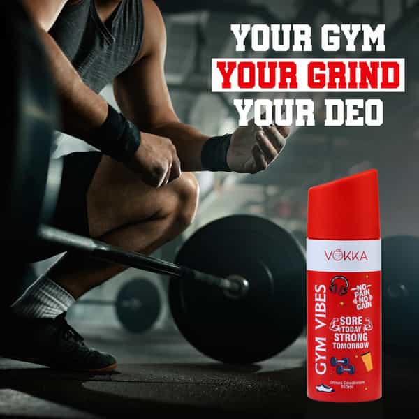 Vokka Gym Vibes Deodorant Body Spray For Men & Women 150Ml | Daily Use Unisex Long Lasting Deo