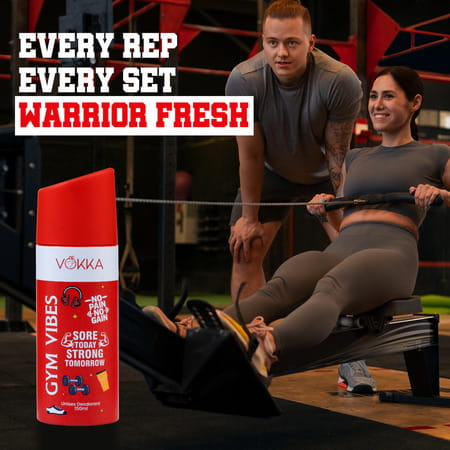 Vokka Gym Vibes Deodorant Body Spray For Men & Women 150ml | Daily Use Unisex Long Lasting Deo