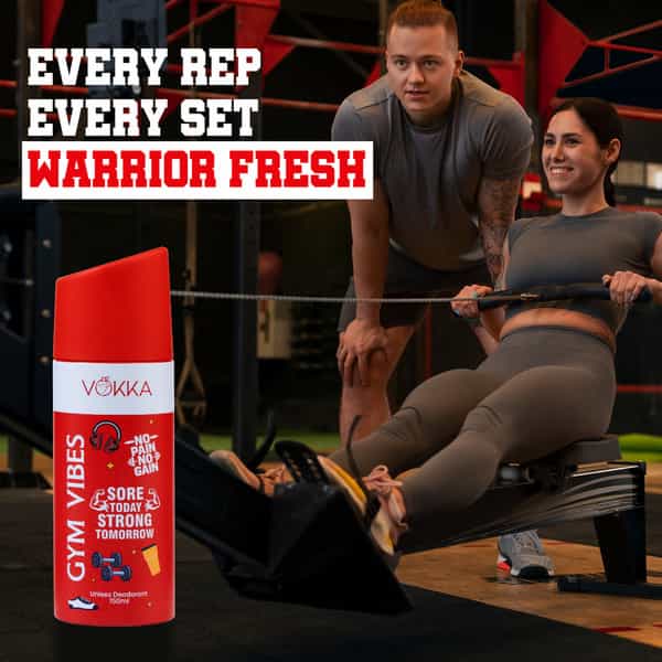 Vokka Gym Vibes Deodorant Body Spray For Men & Women 150Ml | Daily Use Unisex Long Lasting Deo