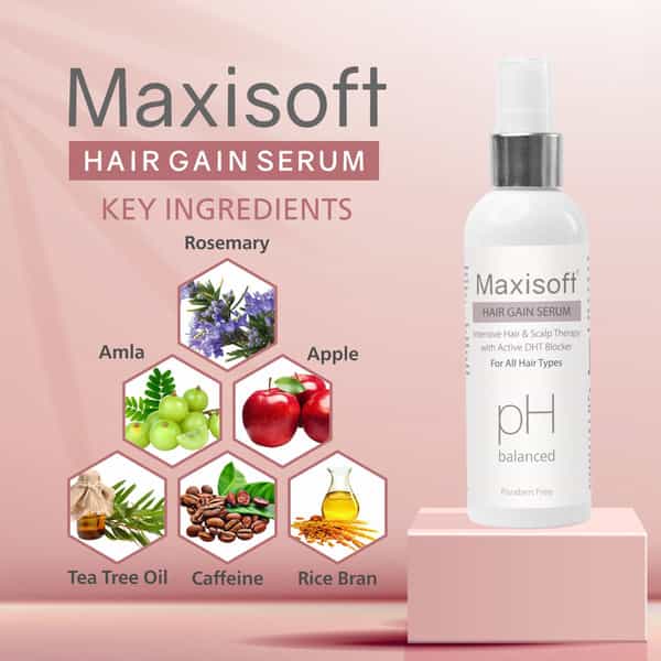 Maxisoft Hair Gain Serum | For All Hair Types | Bottle | 100 Ml | Pack Of 4