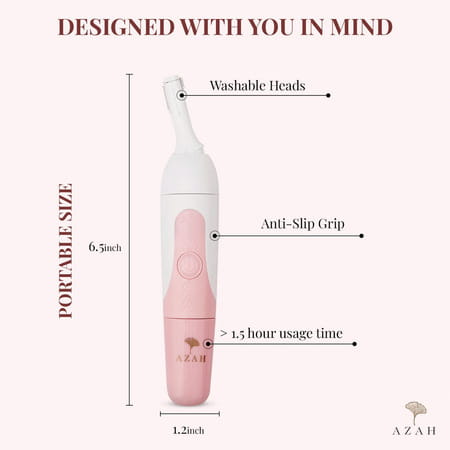 Azah 6-In-1 Face & Body Hair Trimmer For Women | Rechargeable | Washable Heads|2 Length Settings