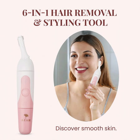 Azah 6-In-1 Face & Body Hair Trimmer For Women | Rechargeable | Washable Heads|2 Length Settings