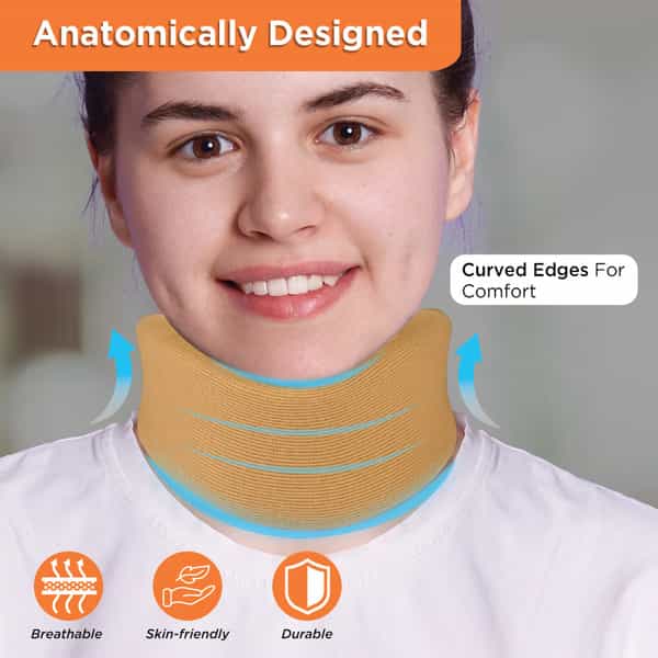 Vissco Cervical Collar Soft | Neck Support For Cervical Spine & Pain Relief - Large (Beige)