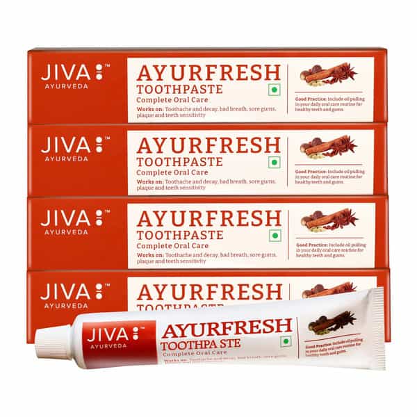 Jiva Ayurfresh Toothpaste With Almond Soap Free|Helps In Toothache - 100G(Pack 4)
