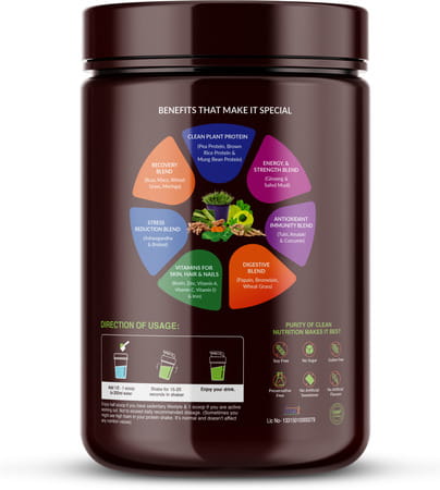 Vegan Greens Clean Men Plant Protein With Ayurvedic Herbs Vitamins Mineral 500g | Chocolate Delight