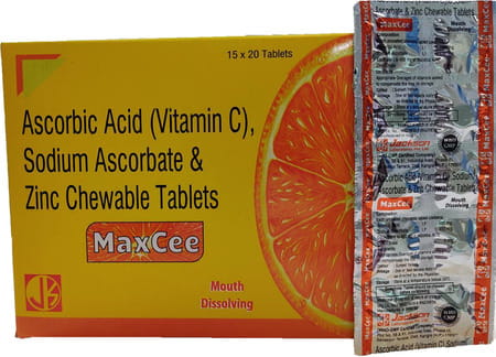 Maxcee Ascorbic Acid (vitamin C) Sodium Ascorbate & Zinc Chewable Tablets - 20 Tablets