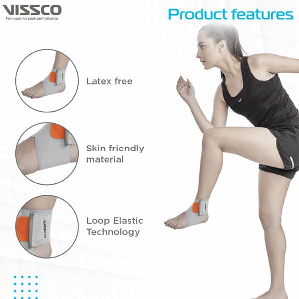 Vissco Ankle Binder Ankle Support For Sprained / Swollen Ankles - Xxl(Grey)