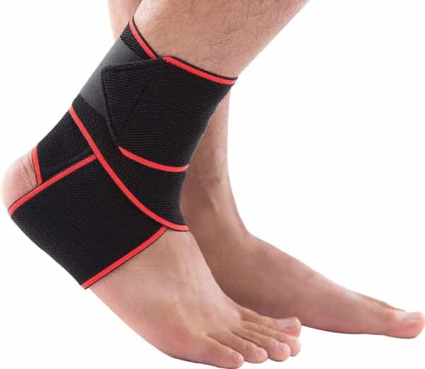 Skudgear Adjustable Ankle Support Compression Brace With Silicone Strips (Free Size)