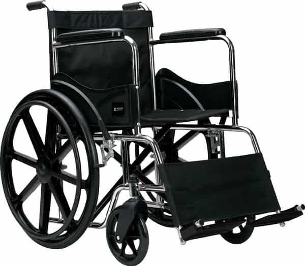Arcatron Mobility Foldable Wheelchair With Sturdy X-Frame Easy Folding Mechanism | Steel Chassis