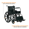 Arcatron Mobility Foldable Wheelchair With Sturdy X-Frame Easy Folding Mechanism | Steel Chassis