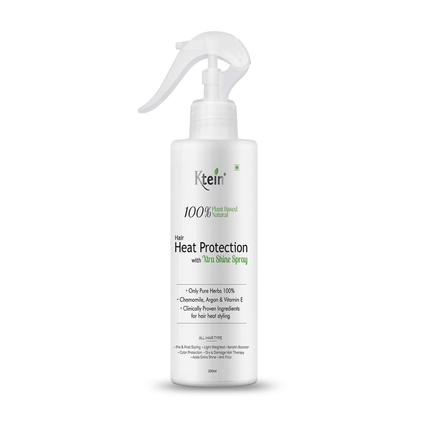 Ktein 100% Plant Based Natural Hair Heat Protection With Xtra Shine Spray Hair Spray (200 Ml)