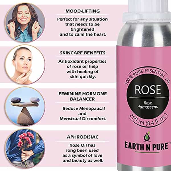 Earth N Pure Rose Oil 100% Pure And Natural Essential Oil - 250 Ml (8.4 Fl. Oz.) (250 Ml)