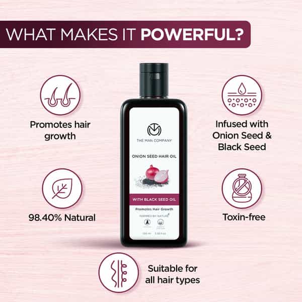 The Man Company Onion Hair Oil With 10 Essential Oils For Hair Growth & Hair Fall Control - 100 Ml