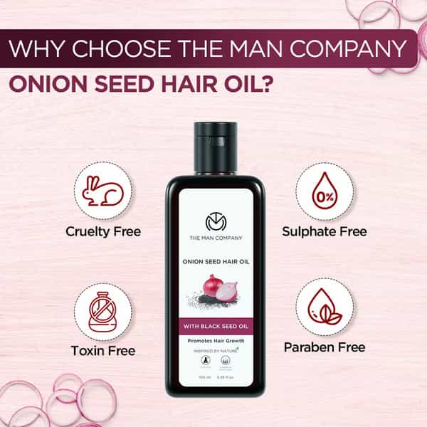 The Man Company Onion Hair Oil With 10 Essential Oils For Hair Growth & Hair Fall Control - 100 Ml