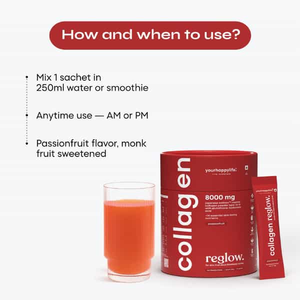 Yourhappylife Marine Collagen Reglow 8000Mg | Passionfruit (25 Sachets)