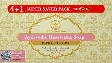 Khadi Natural Rosewater Soap 125 Gm Super Saver Pack 4+1