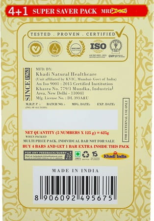 Khadi Natural Rosewater Soap 125 Gm Super Saver Pack 4+1