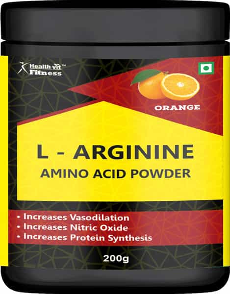 Healthvit Fitness L - Arginine Amino Acid Powder Orange Flavour - 200Gm
