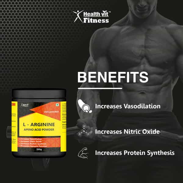 Healthvit Fitness L - Arginine Amino Acid Powder Orange Flavour - 200Gm
