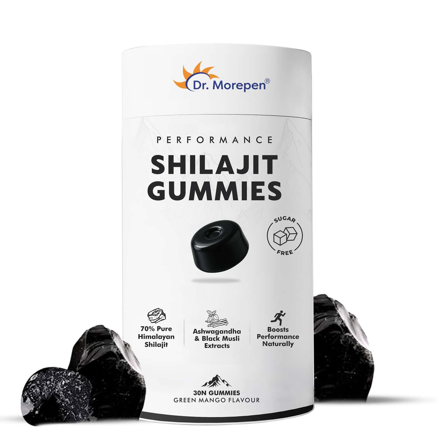 Dr. Morepen Shilajit Himalayan Shilajit Ashwagandha & Black Musli Green Mango Flavour 30 Gummies
