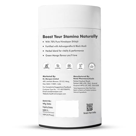 Dr. Morepen Shilajit Himalayan Shilajit Ashwagandha & Black Musli Green Mango Flavour 30 Gummies