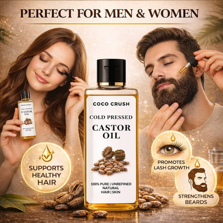 Coco Crush Cold Pressed Castor Oil For Hair Growth | Thick Hair & Hair Fall Control - 50Ml