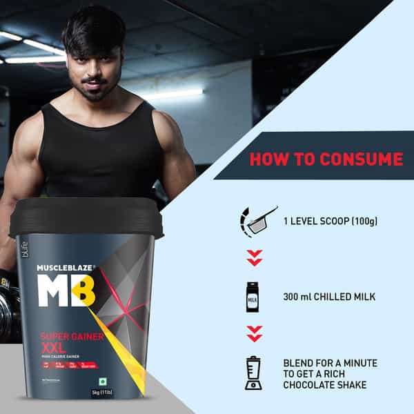 Muscleblaze Super Gainer Xxl For Muscle Mass Gain (Chocolate 5 Kg / 11 Lb 50 Servings)