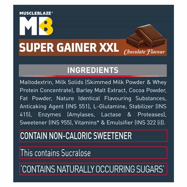 Muscleblaze Super Gainer Xxl For Muscle Mass Gain (Chocolate 5 Kg / 11 Lb 50 Servings)