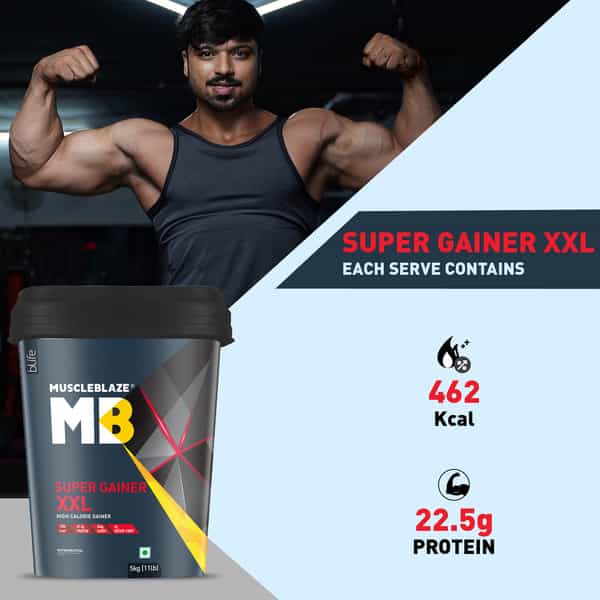 Muscleblaze Super Gainer Xxl For Muscle Mass Gain (Chocolate 5 Kg / 11 Lb 50 Servings)