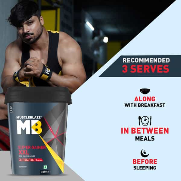 Muscleblaze Super Gainer Xxl For Muscle Mass Gain (Chocolate 5 Kg / 11 Lb 50 Servings)