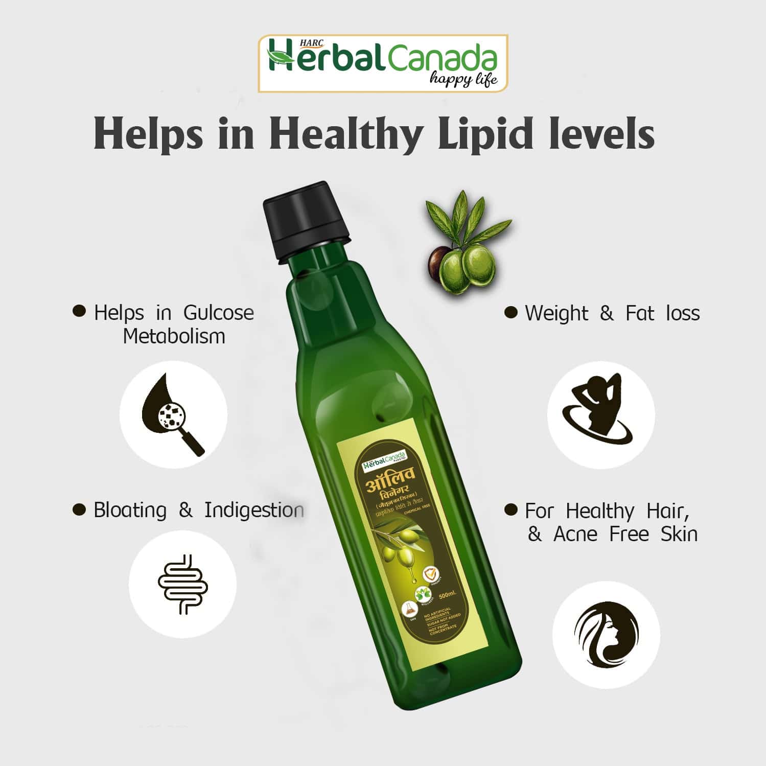 Buy HARC HERBAL CANADA OLIVE VINEGAR JAITUN KA SIRKA 500ML Online