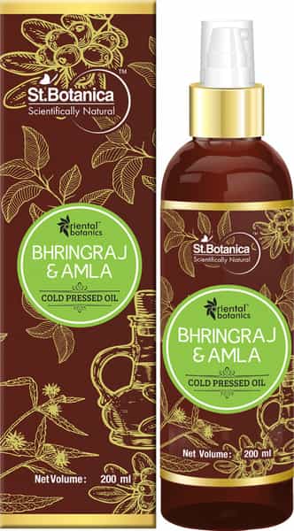 Oriental Botanics Bhringraj & Amla Oil For Hair - 200Ml (No Mineral Oil Silicon Or Paraben)