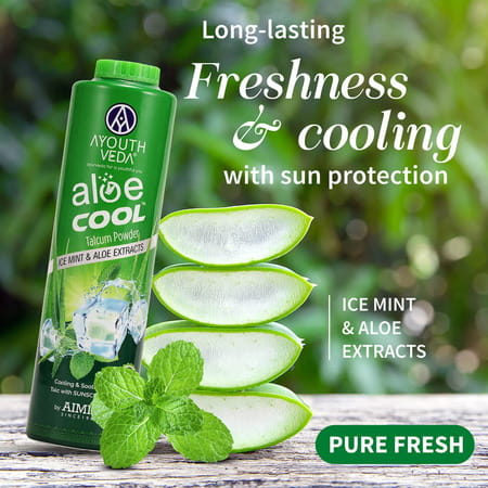 Ayouthveda Aloe Cool Talcum Powder With Mint And Aloe Extracts 100g + 100g Free
