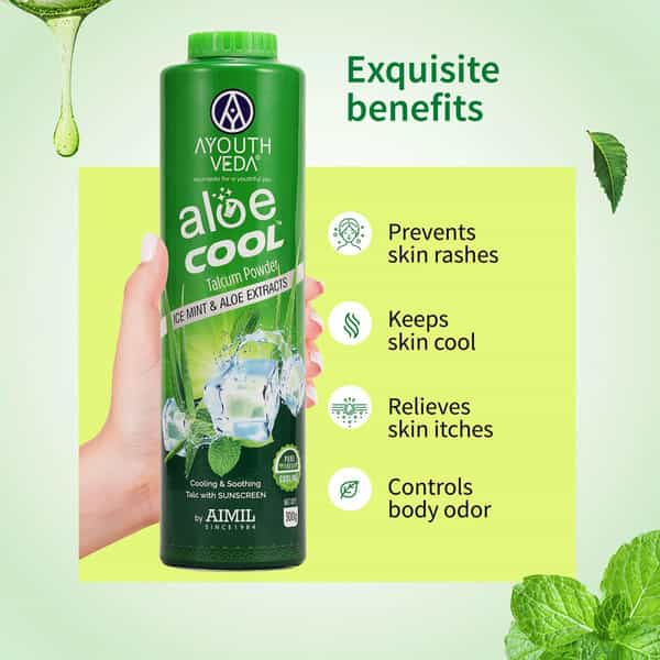 Ayouthveda Aloe Cool Talcum Powder With Mint And Aloe Extracts 100G + 100G Free