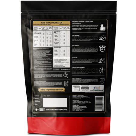 Musclexp Raw Whey Protein Concentrate 80% Powder With Digestive Enzymes 1kg (2.2lb) + Shaker