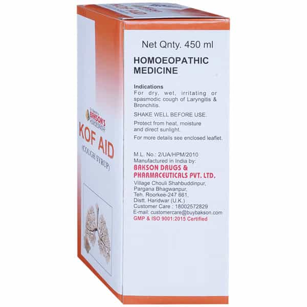 Dr Bakshi's Bakson Homoeopathy Kof Aid Syrup 450 Ml