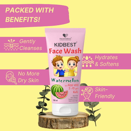 Healthbest Kidbest Facewash For Kids|Tear Paraben Sls Free|Watermelon Flavor|100ml