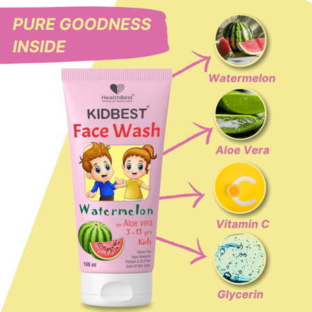 Healthbest Kidbest Facewash For Kids|Tear Paraben Sls Free|Watermelon Flavor|100ml