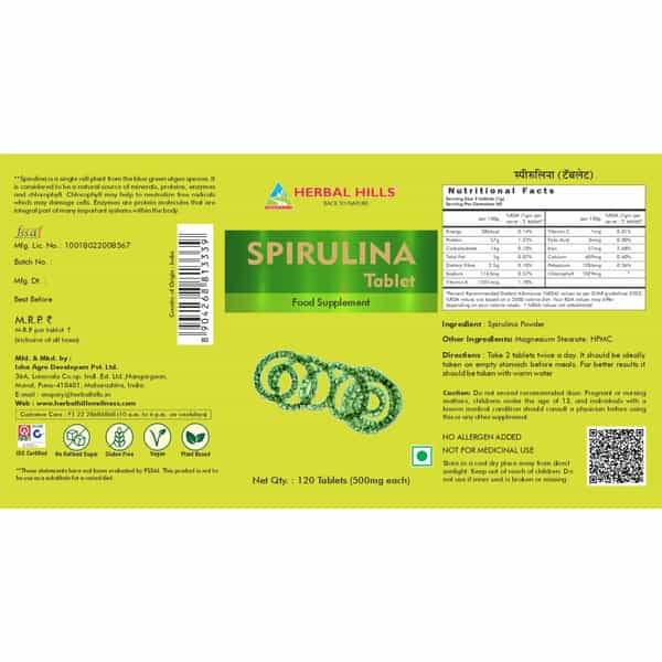 Herbal Hills Spirulina 120 Tablets